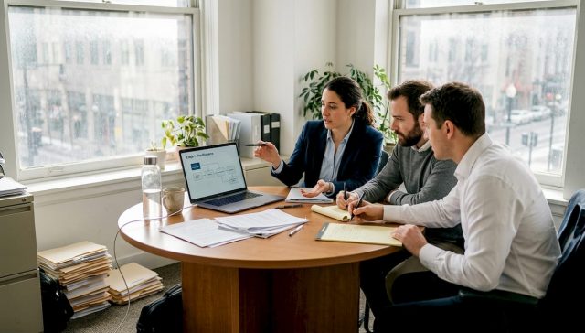 Une équipe échange autour d’une table sur les possibilités d’intégration de l’intelligence artificielle au sein de leur organisation.