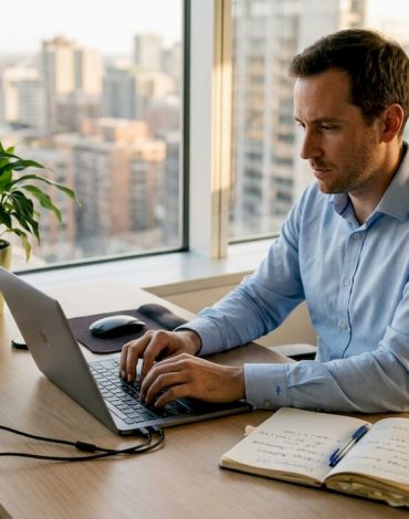 Spécialiste du marketing digital, passionné par l’intelligence artificielle, installé dans un bureau d’angle en plein cœur de la ville.