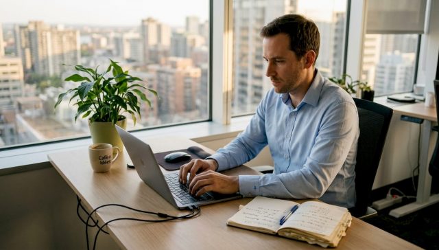 Spécialiste du marketing digital, passionné par l’intelligence artificielle, installé dans un bureau d’angle en plein cœur de la ville.