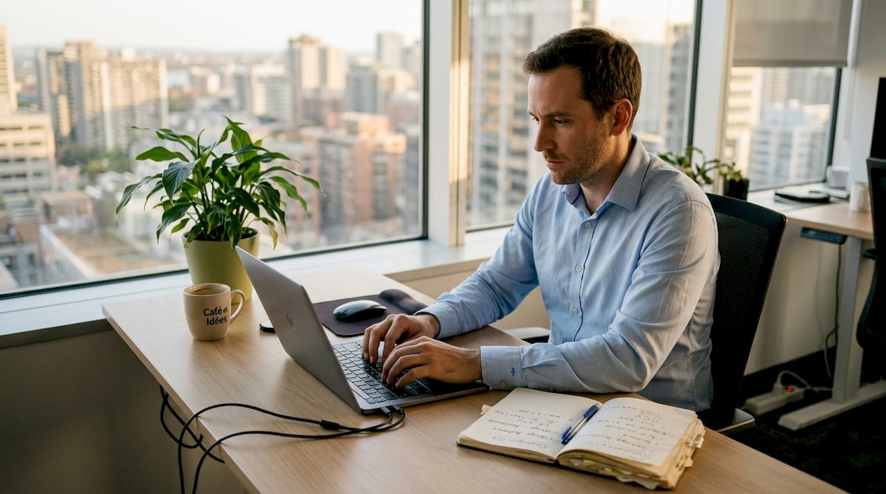 Spécialiste du marketing digital, passionné par l’intelligence artificielle, installé dans un bureau d’angle en plein cœur de la ville.