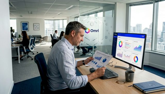 Un dirigeant passe en revue un rapport sur l’intelligence artificielle à son bureau.