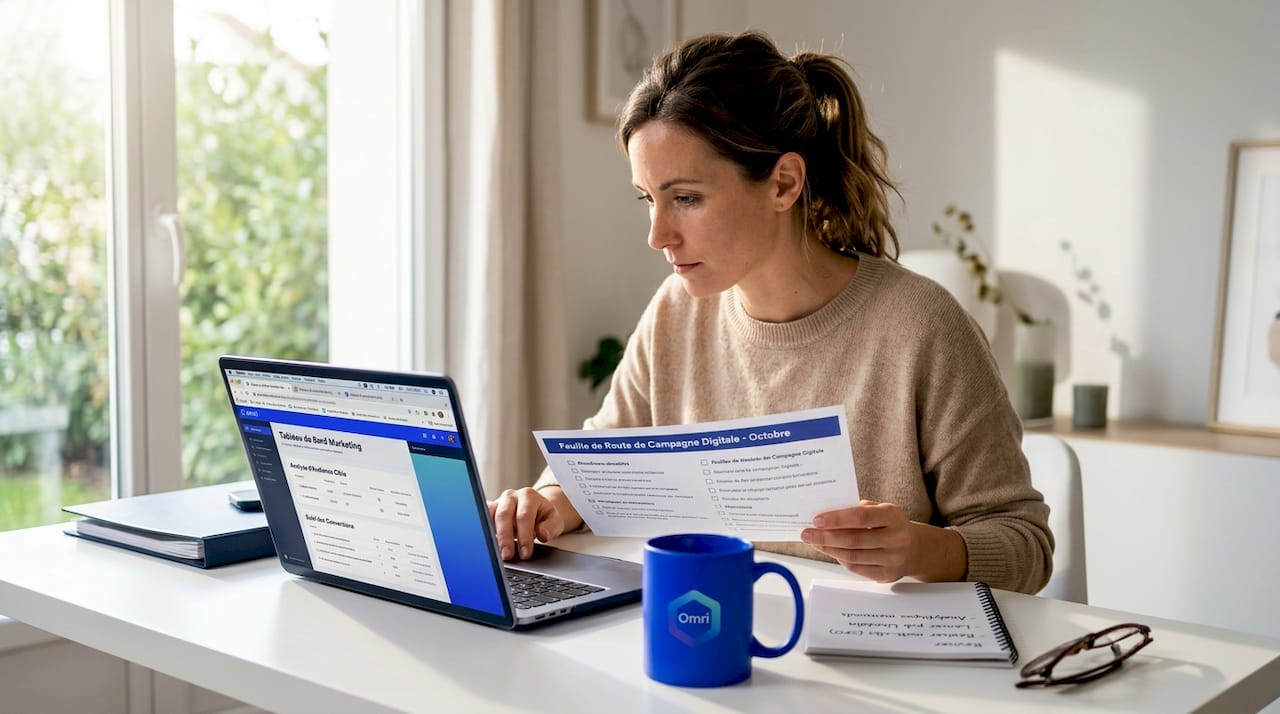 Un responsable marketing passe en revue la liste des outils d’intelligence artificielle sur son bureau.