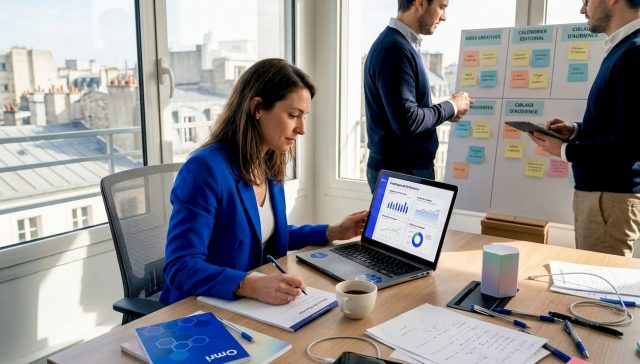 Une équipe analyse et optimise ses processus marketing grâce à des outils d’intelligence artificielle.
