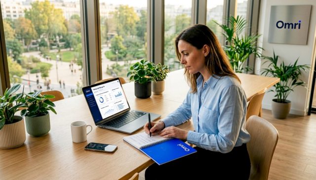 Un expert en intelligence artificielle installé dans un espace de travail contemporain