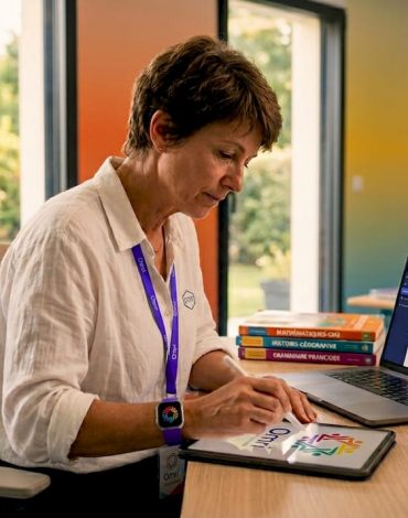 Une professeure qui intègre l'intelligence artificielle sur tablette dans ses cours