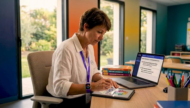 Une professeure qui intègre l'intelligence artificielle sur tablette dans ses cours