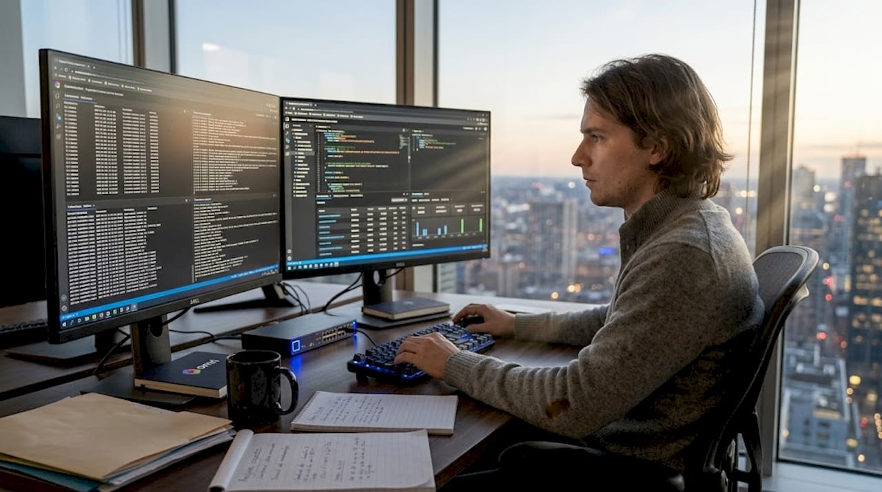 Un expert en informatique veille à la sécurité numérique et surveille les risques de cyberattaque au sein de l'entreprise.