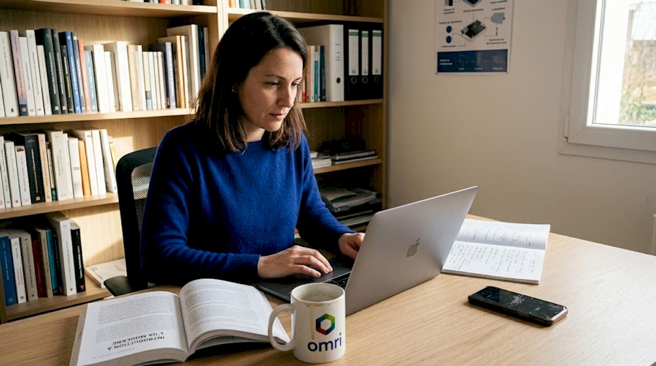 Une femme développe ses compétences en intelligence artificielle au travail.