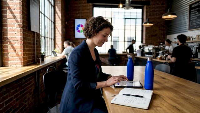 Un professionnel en entreprise consulte le profil d’un poste axé sur l’intelligence artificielle.