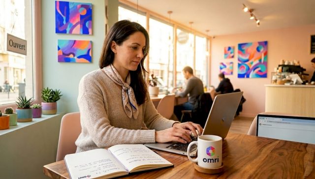 Une femme travaille sur son ordinateur portable dans le confort chaleureux de son bureau à la maison.