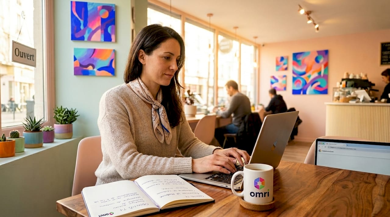 Une femme travaille sur son ordinateur portable dans le confort chaleureux de son bureau à la maison.